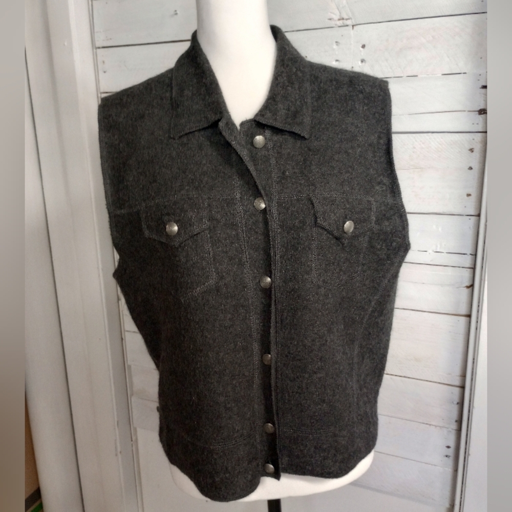 Great Northwest Clothing 100% Wool Vest Large Vintage Button Front Lagenlook